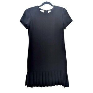 Liz Claiborne Dresses Black Sheath Pleated Short Sleeve Knee Length 90s Size 10